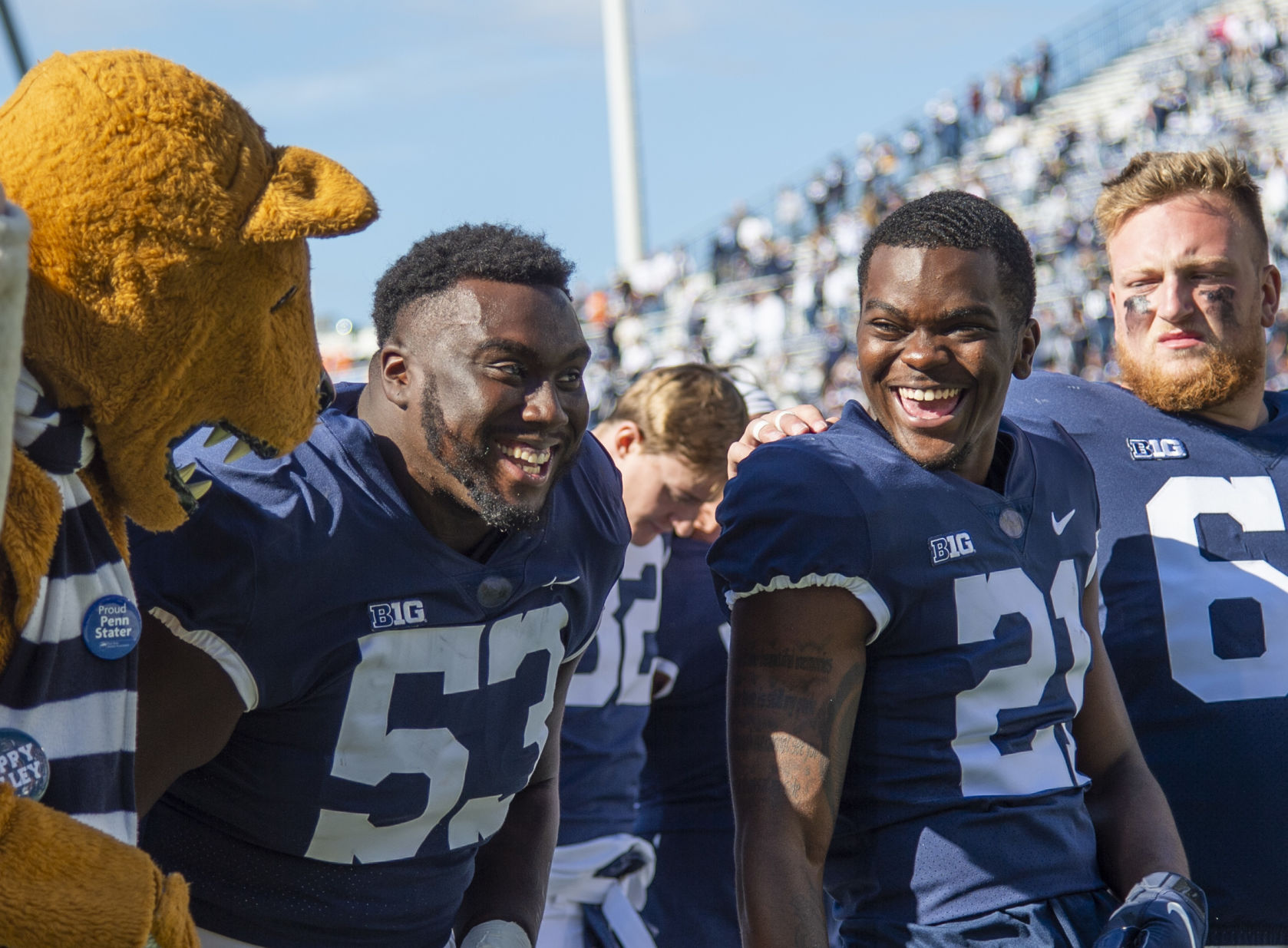 Purdue, Hansard (53) and Rudolph (21) celebrate